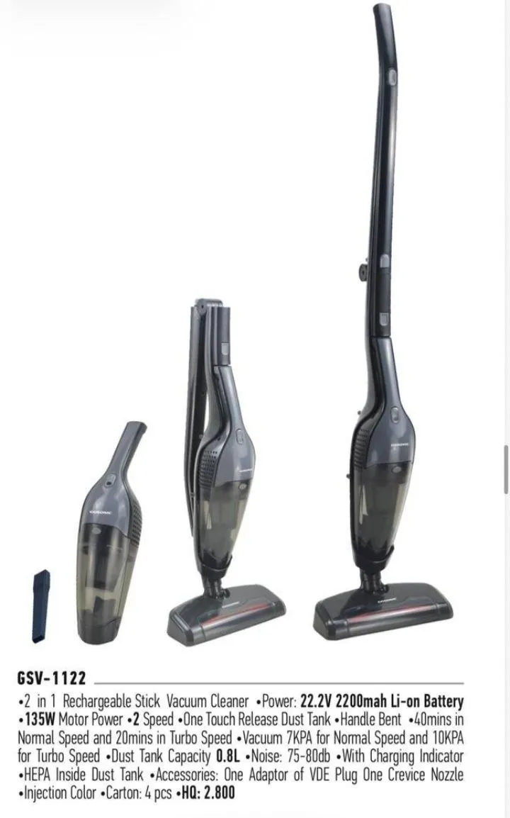 جاروشارژی عصایی دوکاره گوسونیک مدل GSV-1122
