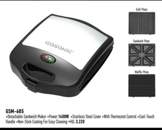 ساندویچ‌ساز سه‌کاره گوسونیک مدل GSM-605